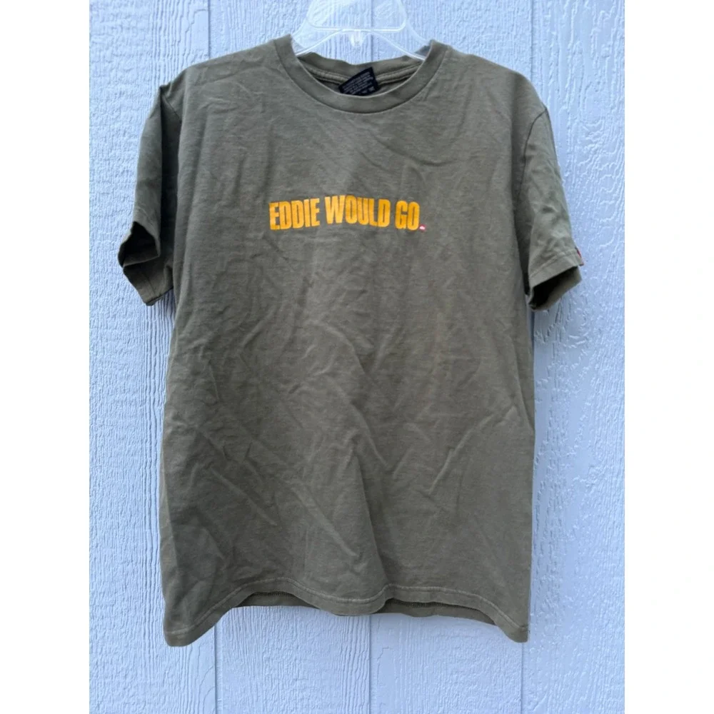 Quiksilver Eddie Aikau Waimea Bay Hawaii T-Shirt Eddie Would Go Olive Green M